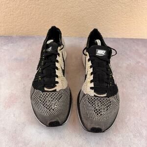 Nike Flyknit Racer 526628-011 Men's 9 Running Shoes Black White Volt Sneakers
